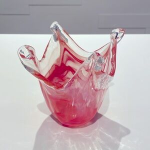 Vintage red and clear glass vase